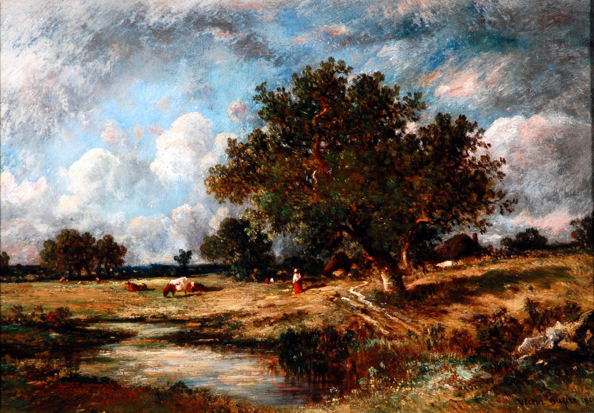 Landscape with cows and figures, Léon Victor Dupré (1816-1879)